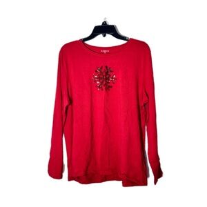 Liz Claiborne Festive Red Long Sleeve Tee
